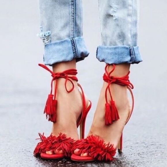 Shoes - Red tassel heels